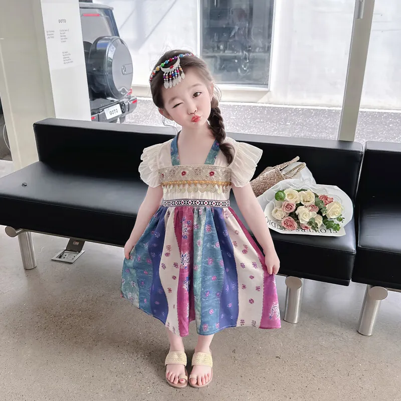 国风小公主必备!2025 新款流贝女童汉服连衣裙,萌翻一夏