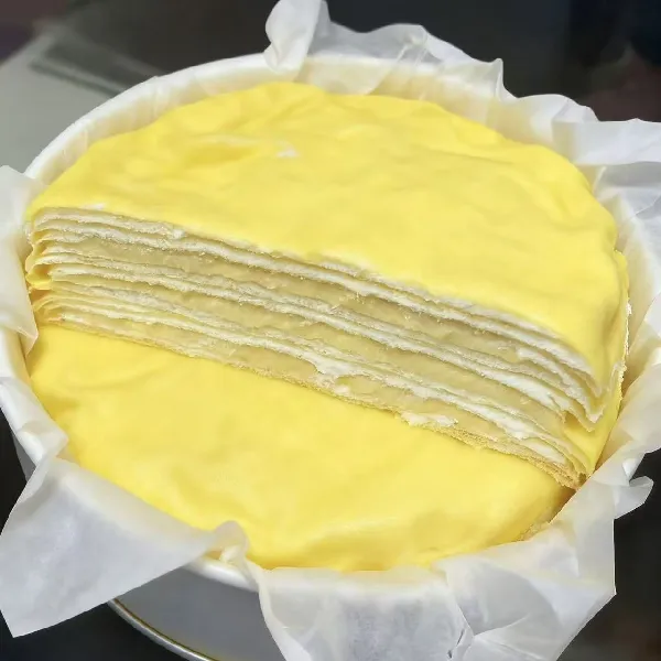 线上推荐美食啦！榴莲千层，宝子们快来～