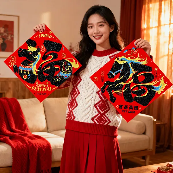 找不到比它更有年味的马年福字贴了!!