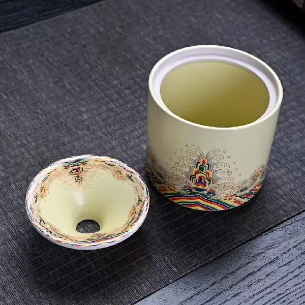 办公室雅物甄选｜汝窑青花瓷烟灰缸 江海无涯茶渣缸摆件