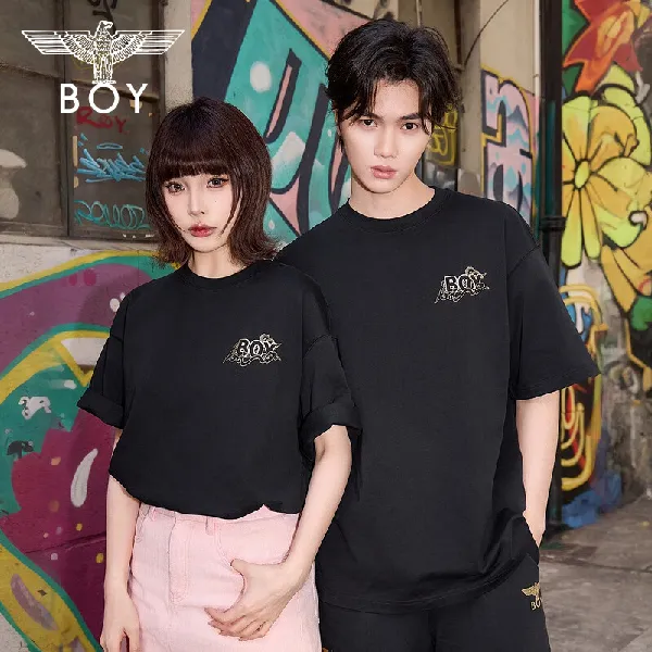 BOY LONDON【祥云报喜】黑金老鹰针织短袖春夏男女同款T恤N01826 黑色 L