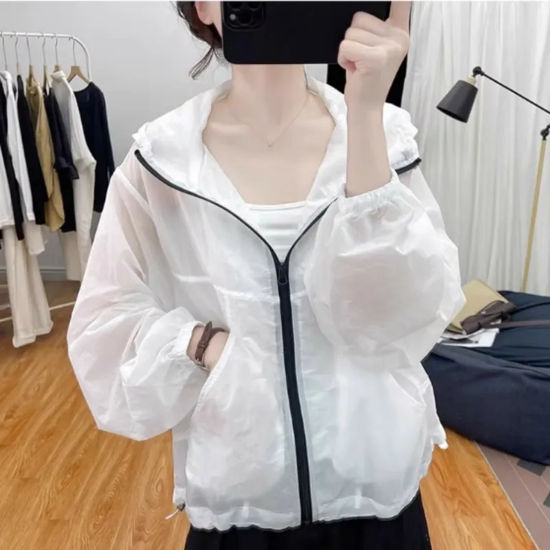 夏装时尚设计感薄款防晒衣女2026新款宽松夏天防晒服外套 3758绿色 XL 【建议120斤-135斤】