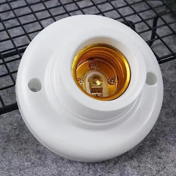 E27螺口灯座耐高温灯头吸顶式专用LED灯泡螺纹防水灯口家用圆形座 平装圆型小灯座1个（E27螺口）使用体验分享