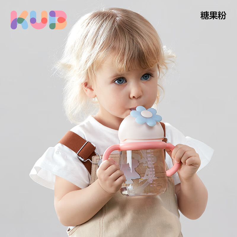 可优比奶瓶学饮杯儿童水杯吸管杯水壶婴儿奶瓶1岁以上学饮开学季必备 【新品】花蕊杯 460ml -糖果粉