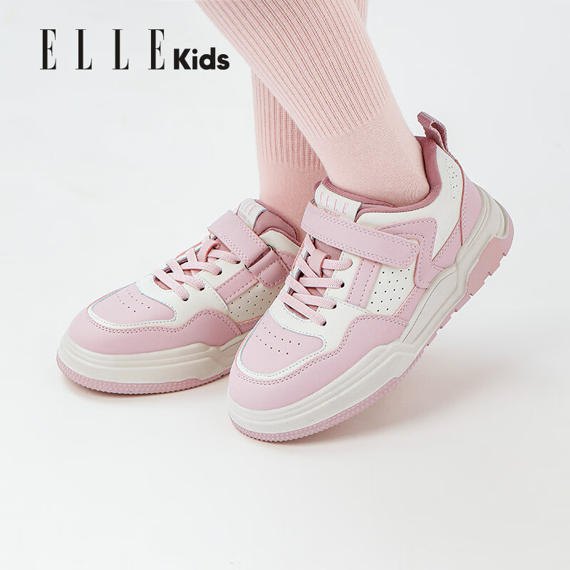 ELLEKIDS童鞋儿童运动鞋冬季新款加绒女童休鞋小学生男童鞋子防滑保暖鞋 粉色二棉 27码 内长17.7适合脚长16.9