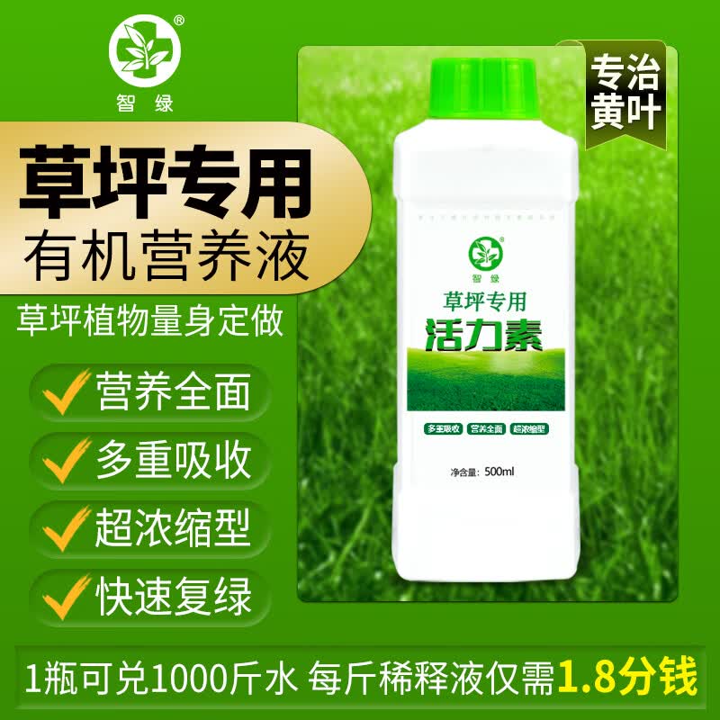智绿草坪专用肥料增绿剂草皮返青营养液草坪活力素生根有机肥 草坪专用营养液500ml*2瓶