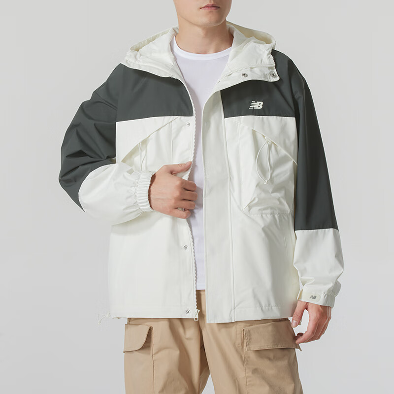 NEW BALANCENB男装 宽松休闲梭织夹克上衣户外防风工装连帽外套 2XL
