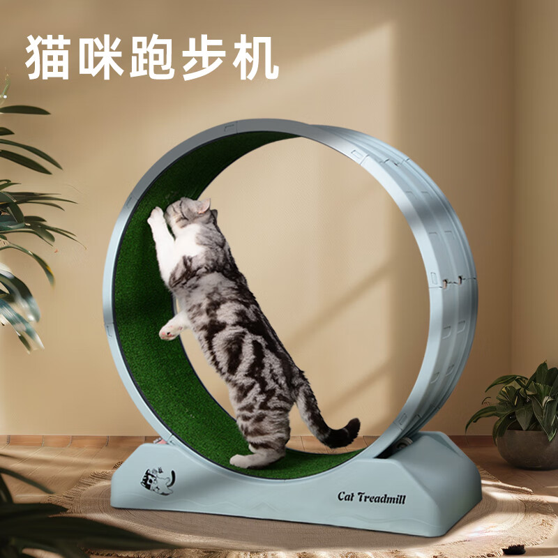 伊萨猫咪跑步机猫跑轮猫爬架运动宠物健身静音滚轮猫转轮猫狗玩具 蓝色