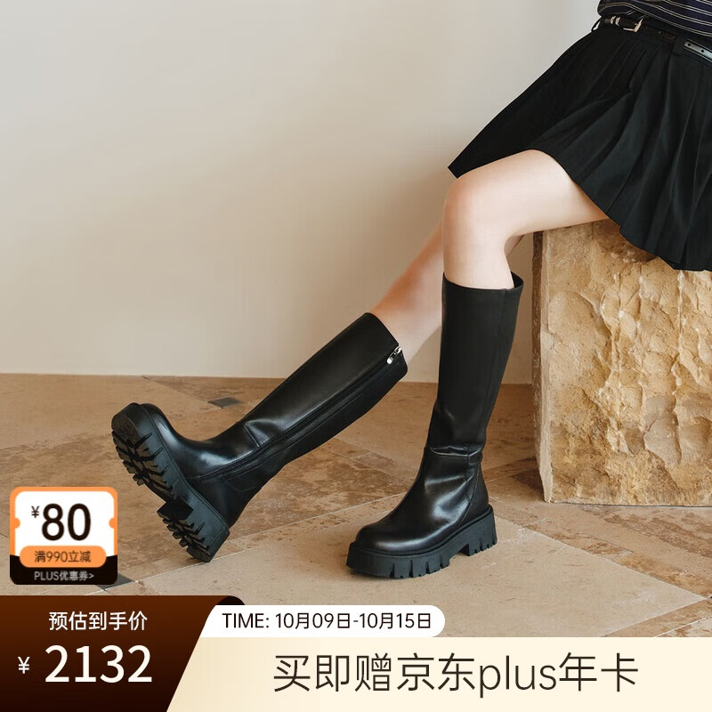 73Hours女鞋直拍封面2025冬季平底纯色长筒厚底骑士靴显瘦时尚女靴