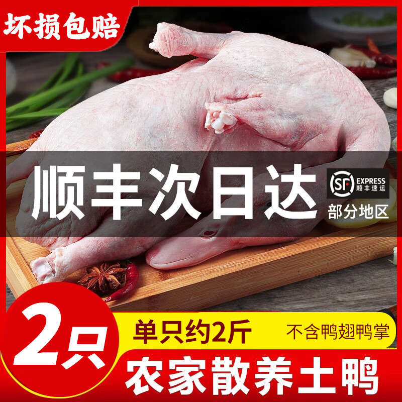 颐乡情现杀农家散养新鲜鸭肉生鲜白条鸭冷冻整只樱桃谷鸭大白鸭老土鸭子 樱桃谷鸭2斤*2只