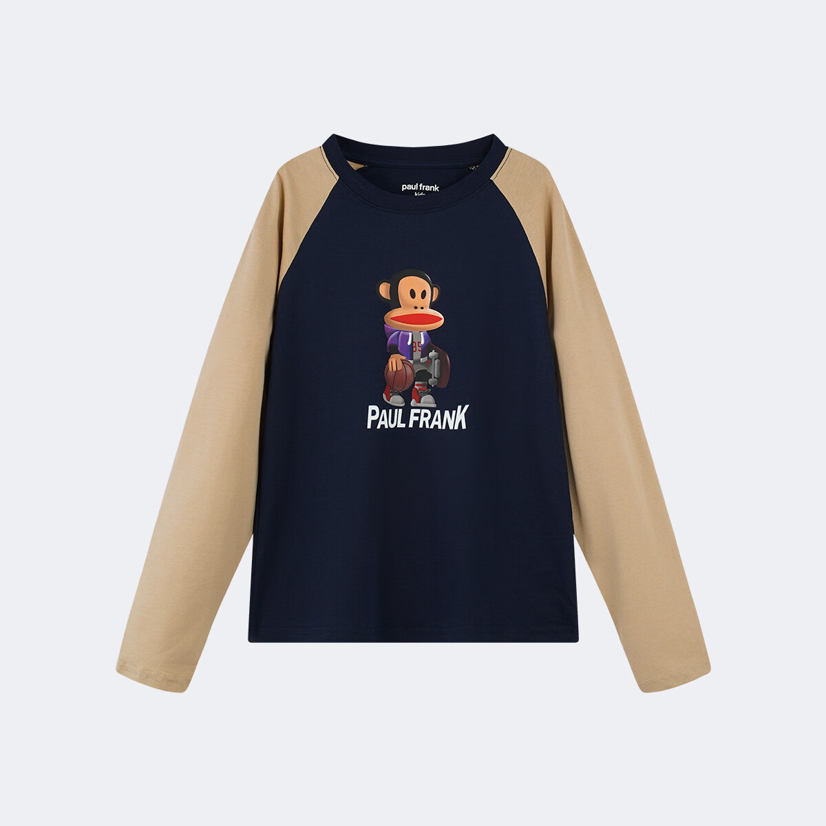 大嘴猴（paul frank）童装长袖T恤2025春秋款男女童打底衫舒适透气纯棉中大童百搭上衣 121B藏青 140