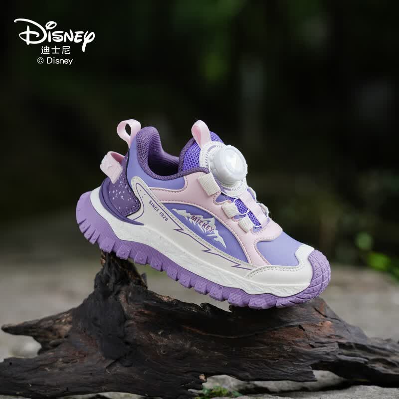迪士尼（Disney）儿童休闲鞋2024秋冬新款男女童时尚防滑耐磨鞋舒适百搭轻便运动鞋 粉紫色【单里】 27码内长约17.3CM