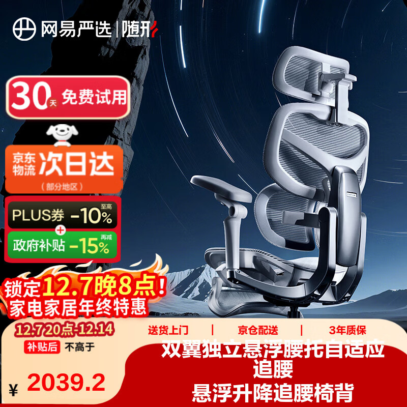网易严选F500 MAX双翼护腰 人体工学电脑椅办公椅电竞老板会议学习椅