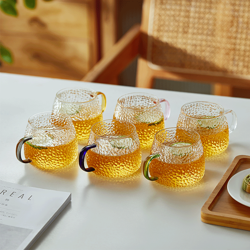 茗光茶杯玻璃水杯家用泡茶杯带把手耐热喝水杯子牛奶杯