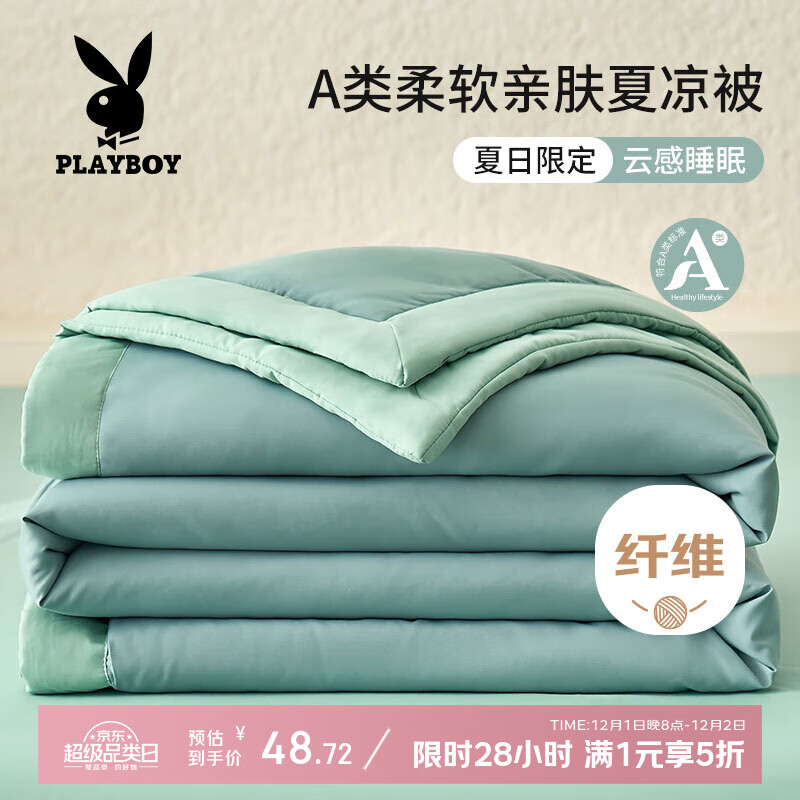 花花公子(PLAYBOY)A类面料 可机洗夏被 单人夏季空调被子被芯夏凉被200*230cm