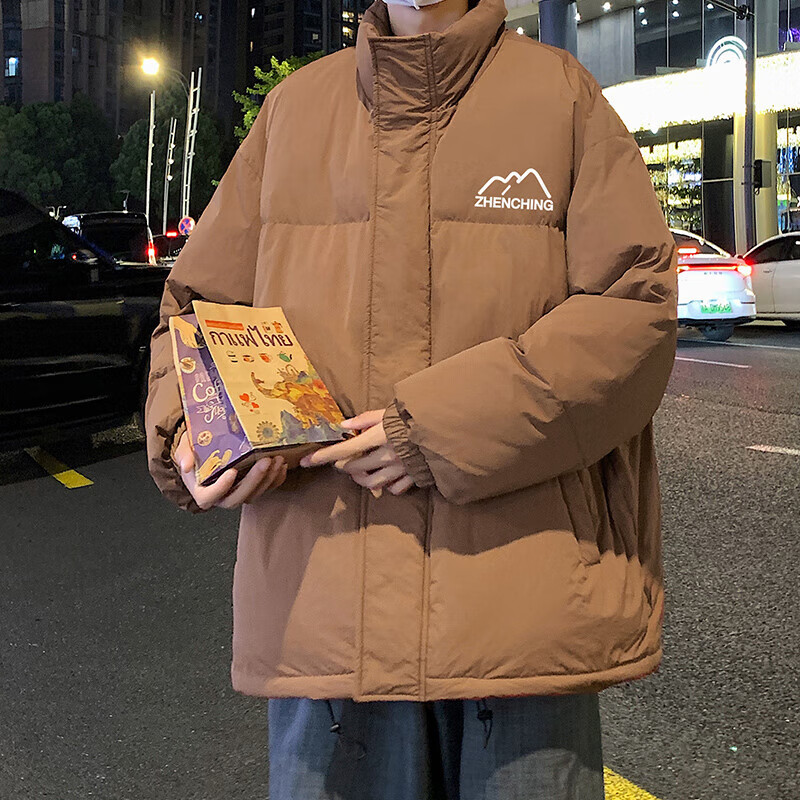 以纯(YISHion)羽绒服男士冬季2025新款轻薄潮牌加厚白鸭绒保暖男生冬装短款外套 咖色 M