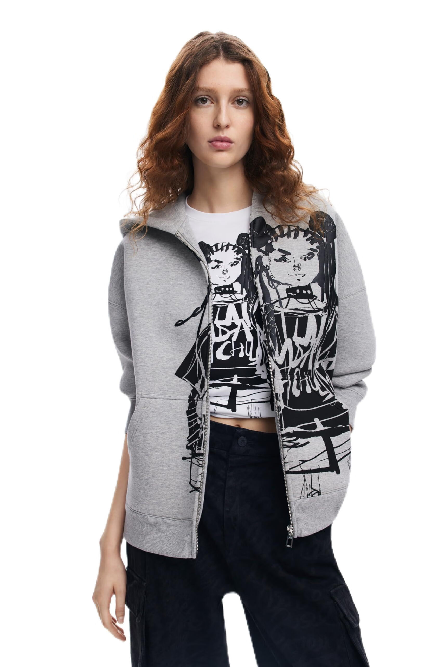 Desigual 女式针织夹克长袖 黑色 Medium