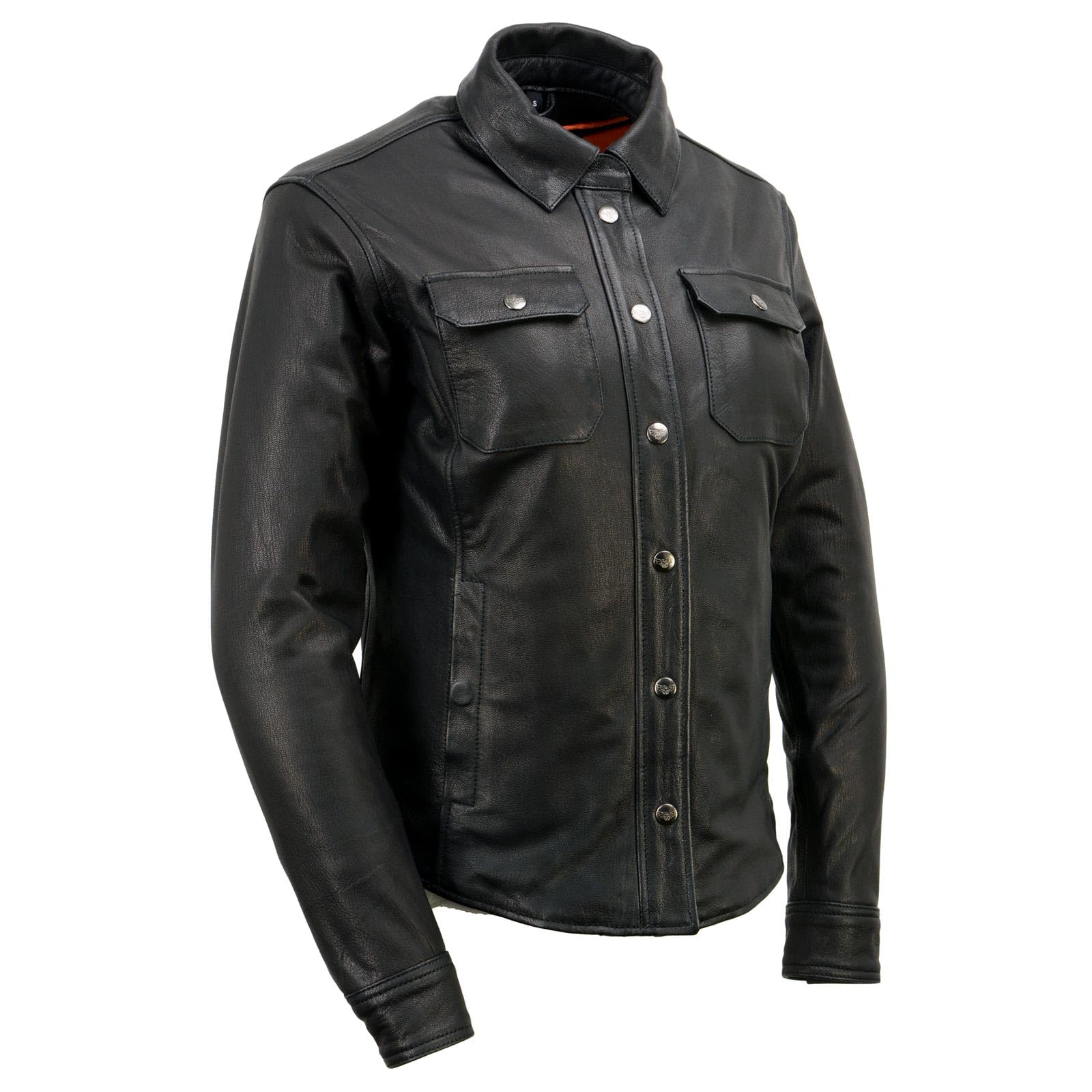 Milwaukee Leather 女式真皮衬衫夹克 黑色 黑色 M