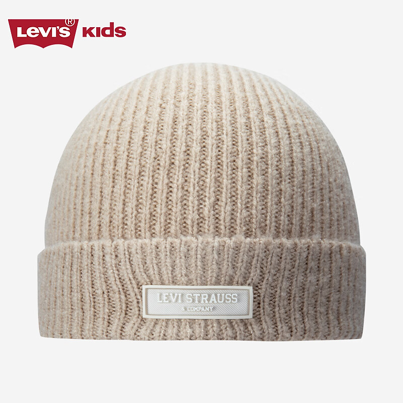 Levi's李维斯儿童童装针织帽冬季新款男女童潮流保暖中性帽子 爱尔兰奶油 8/20【建议头围54-56cm】