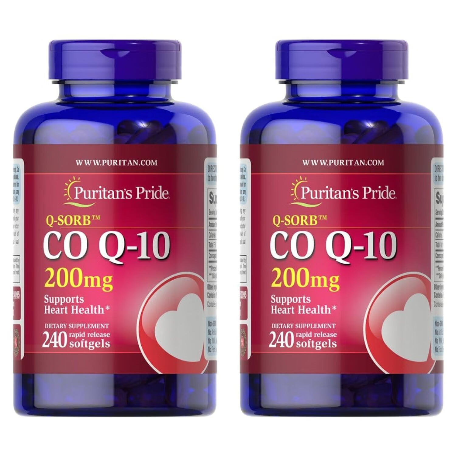 Puritan's Pride 普丽普莱 辅酶Q10软胶囊保护心脏 240粒*2瓶 新老包装随机发货