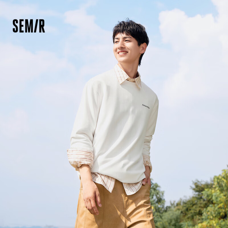 森马(Semir)长袖T恤男冬季发热打底衫基础百搭字母印花休闲上衣101724101102