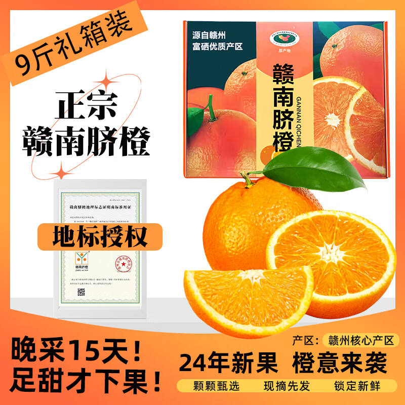 田拾记江西赣南脐橙【闪送】手剥甜橙子新鲜当季水果送礼品物盒国庆节 净重9-10斤装【80%人选】 甄选黄金橙丨单果75-85mm