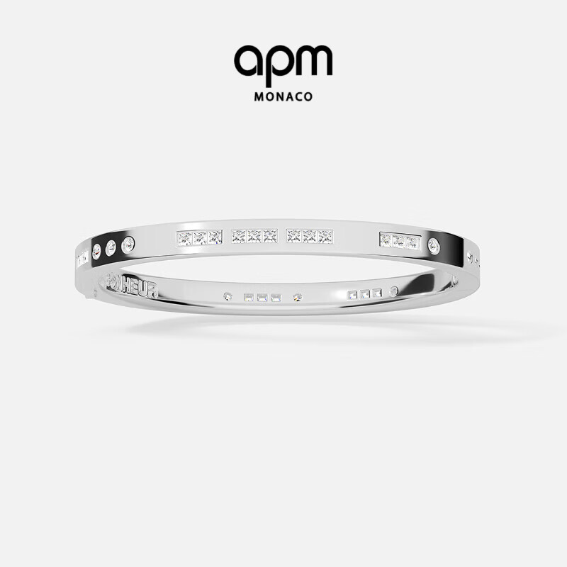APM Monaco[周翊然同款]BONHEUR摩斯密码手镯女银白色时尚礼物 摩斯密码手镯 S