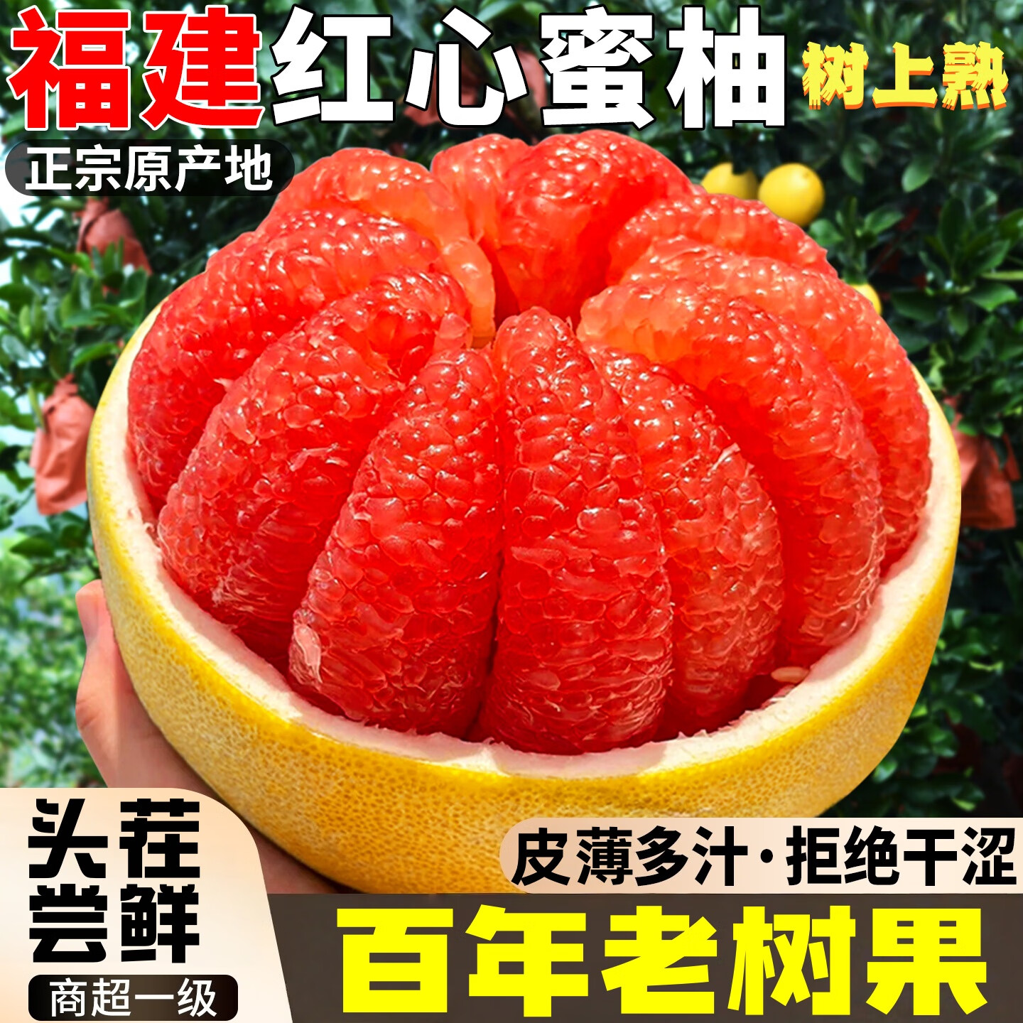 春福乐柚子【源头直发】福建琯溪平和红心蜜柚红肉蜜柚当季新鲜孕妇水果 5斤优选果【果农手挑】净重4.5斤
