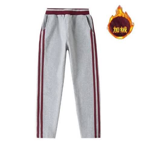 比助中小学生校服学校眉山梓潼绵阳达州东辰聚星教育校服 加绒花灰枣红边长裤 125码